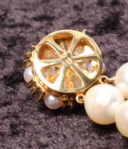 Tasaki White 18K Yellow Gold Pearl Double Bracelet