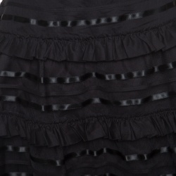 Pre Owned Temperley London Black Tiered Ruffle Detail Sea Skirt L