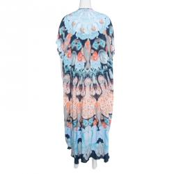 Temperley London Navy Mix Botanical Printed Quartz Maxi Kaftan L
