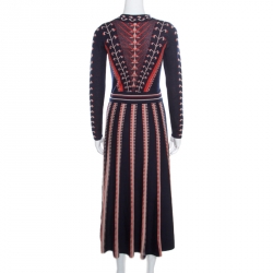 Pre Owned Temperley By London Indigo Jacquard Ida Knit Flared Dress S
