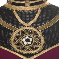 Pre Owned Temperley Bordeaux Silk Crepe Embellished Alexandria Tunic S