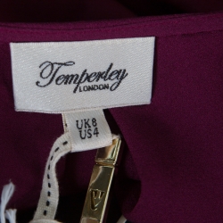 Pre Owned Temperley Bordeaux Silk Crepe Embellished Alexandria Tunic S