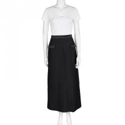 Pre Owned Temperley London Black Embossed Jacquard Slit Detail Maxi Skirt L