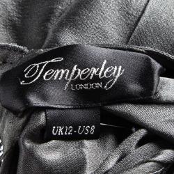 Pre Owned Temperley London Charcoal Grey Silk Embellished Backless Layered Gown M