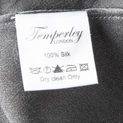 Pre Owned Temperley London Charcoal Grey Silk Embellished Backless Layered Gown M