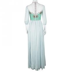 Pre Owned فستان تمبرلي لندن أورا تفاصيل دانتيل مزخرف زهور رمادي S