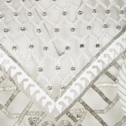 Pre Owned Temperley London Beige Embroidered Embellished Short Sleeve Tulle Top L