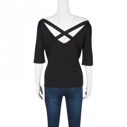 Pre Owned Temperley Black Knit Cross Back Detail Top L
