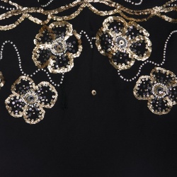 Pre Owned Temperley London Black Silk Embellished Halter Top S