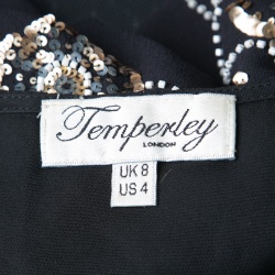 Pre Owned Temperley London Black Silk Embellished Halter Top S