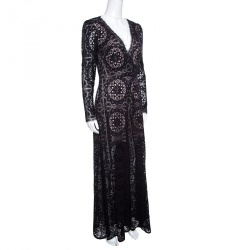 Temperley Black Cutout Floral Lace Nomi Cropped Palazzo Jumpsuit M