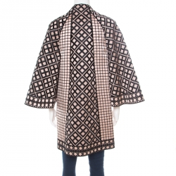 Pre Owned Temperley London Pink and Black Embroidered Silk Flared Sleeve A Line Coat S