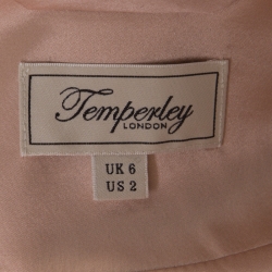 Pre Owned Temperley London Pink and Black Embroidered Silk Flared Sleeve A Line Coat S