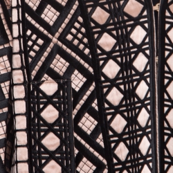 Pre Owned Temperley London Pink and Black Embroidered Silk Flared Sleeve A Line Coat S