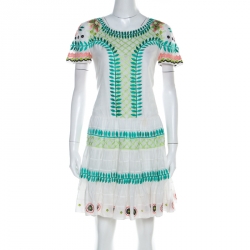 Temperley London White Embroidered Cotton Silk Arabelle Dress M