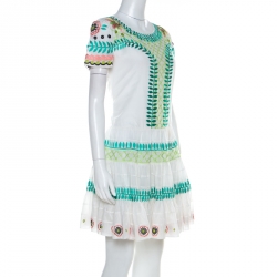 Temperley London White Embroidered Cotton Silk Arabelle Dress M
