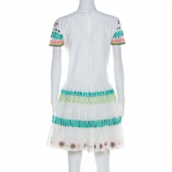 Temperley London White Embroidered Cotton Silk Arabelle Dress M