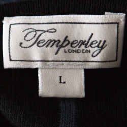 Temperley Black and Blue Knit Fitted Amedee Dress L 