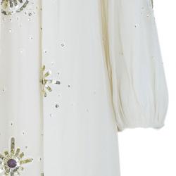 Pre Owned Temperley London Beige Embellished Chiffon Dress M