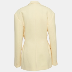 Pre Owned The Attico Pastel Yellow Stretch Knit Double Breasted April Blazer M