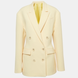 The Attico Pastel Yellow Stretch Knit Double Breasted April Blazer M