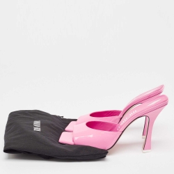 The Attico Pink Patent Devon Open Toe Slide Sandals Size 39