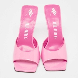 The Attico Pink Patent Devon Open Toe Slide Sandals Size 39