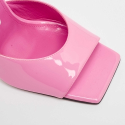 The Attico Pink Patent Devon Open Toe Slide Sandals Size 39
