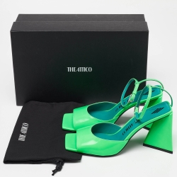 Pre Owned The Attico Green Patent Leather Devon Ankle Strap Sandals Size 40