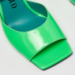 Pre Owned The Attico Green Patent Leather Devon Ankle Strap Sandals Size 40