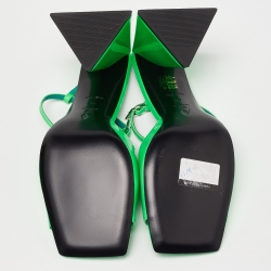 Pre Owned The Attico Green Patent Leather Devon Ankle Strap Sandals Size 40