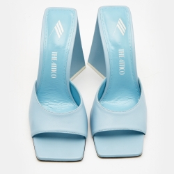 Pre Owned The Attico Light Blue Leather Devon Slide Sandals Size 39