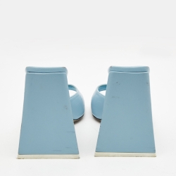 Pre Owned The Attico Light Blue Leather Devon Slide Sandals Size 39