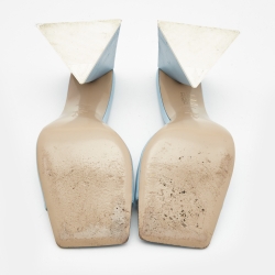 Pre Owned The Attico Light Blue Leather Devon Slide Sandals Size 39