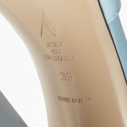 Pre Owned The Attico Light Blue Leather Devon Slide Sandals Size 39