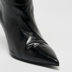 Pre Owned The Attico Black Glossy Leather Venus Mid Calf Boots Size 38