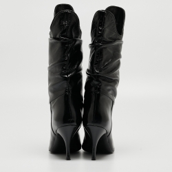 Pre Owned The Attico Black Glossy Leather Venus Mid Calf Boots Size 38