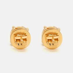 Pre Owned 18k Yellow Gold Round Brilliant Cut Lab Grown Diamonds Earrings (Approx 2.00 ct)