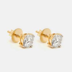 Pre Owned 18k Yellow Gold Round Brilliant Cut Lab Grown Diamonds Earrings (Approx 2.00 ct)