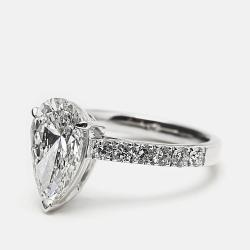 3.50 cts Pear Brilliant Round 18k White Gold Lab Grown Diamonds Ring Size 52