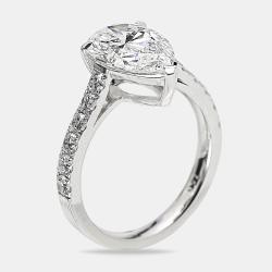 3.50 cts Pear Brilliant Round 18k White Gold Lab Grown Diamonds Ring Size 52