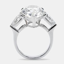 مملوكة مسبقًا خاتم ماس مصنوع في المختبر بوزن 12 قيراط بقطع إجاص برليانت من الذهب الأبيض عيار 18 بحجم 53.