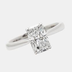 Pre Owned 1.50 cts Radiant Brilliant Cut 18k White Gold Lab Grown Diamonds Ring Size 54