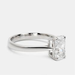 Pre Owned 1.50 cts Radiant Brilliant Cut 18k White Gold Lab Grown Diamonds Ring Size 54