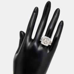 Pre Owned 22.00 cts Cushion Cut and Trapezoid Lab Grown Diamond 18k White Gold Ring Size 55