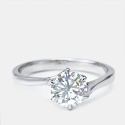 Pre Owned 1.00 cts Round Brilliant Lab Grown Diamond 18k White Gold Ring Size 54