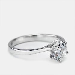 Pre Owned 1.00 cts Round Brilliant Lab Grown Diamond 18k White Gold Ring Size 54