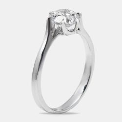 Pre Owned 1.00 cts Round Brilliant Lab Grown Diamond 18k White Gold Ring Size 54