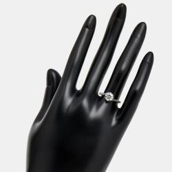 Pre Owned 1.00 cts Round Brilliant Lab Grown Diamond 18k White Gold Ring Size 54