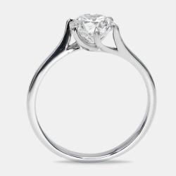 Pre Owned 1.00 cts Round Brilliant Lab Grown Diamond 18k White Gold Ring Size 54